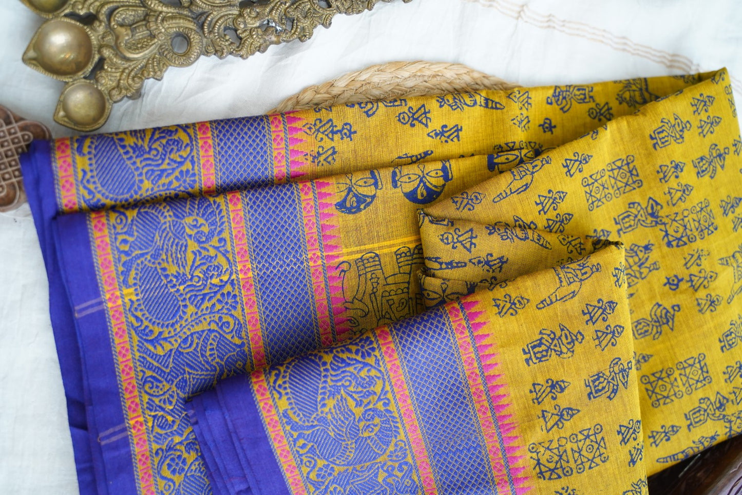 Block Printed Chettinad Cotton Saree PC17527