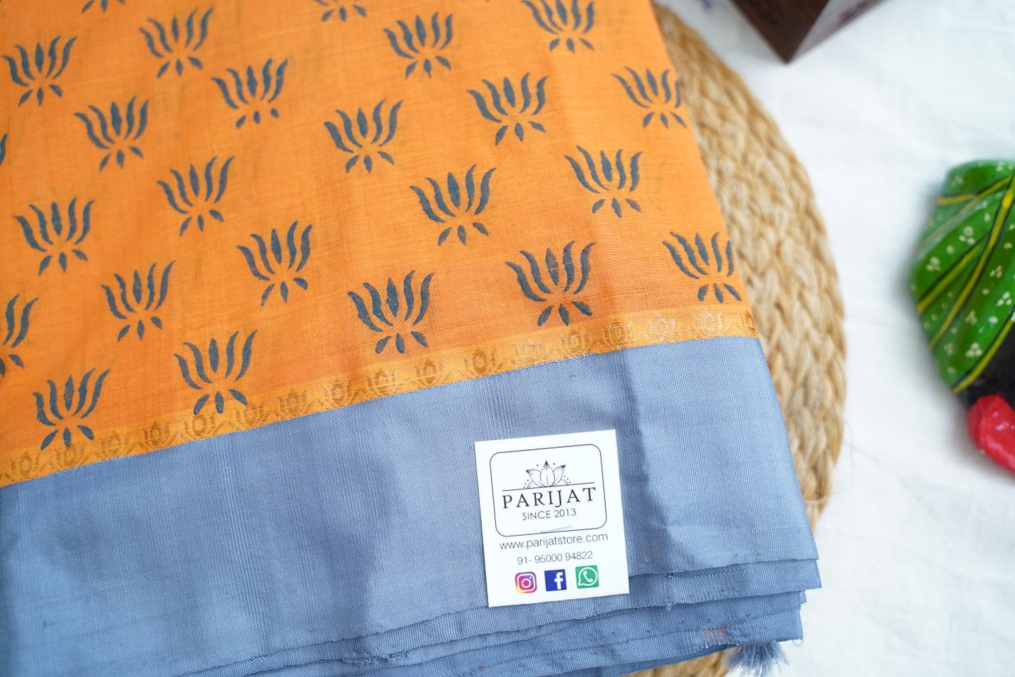 Block Printed Ponduru handloom Cotton Saree PC17533