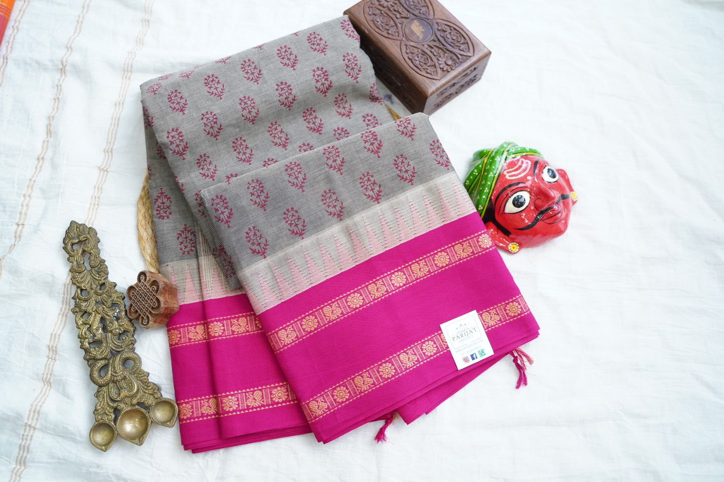 Block Printed Chettinad Cotton Saree PC17529