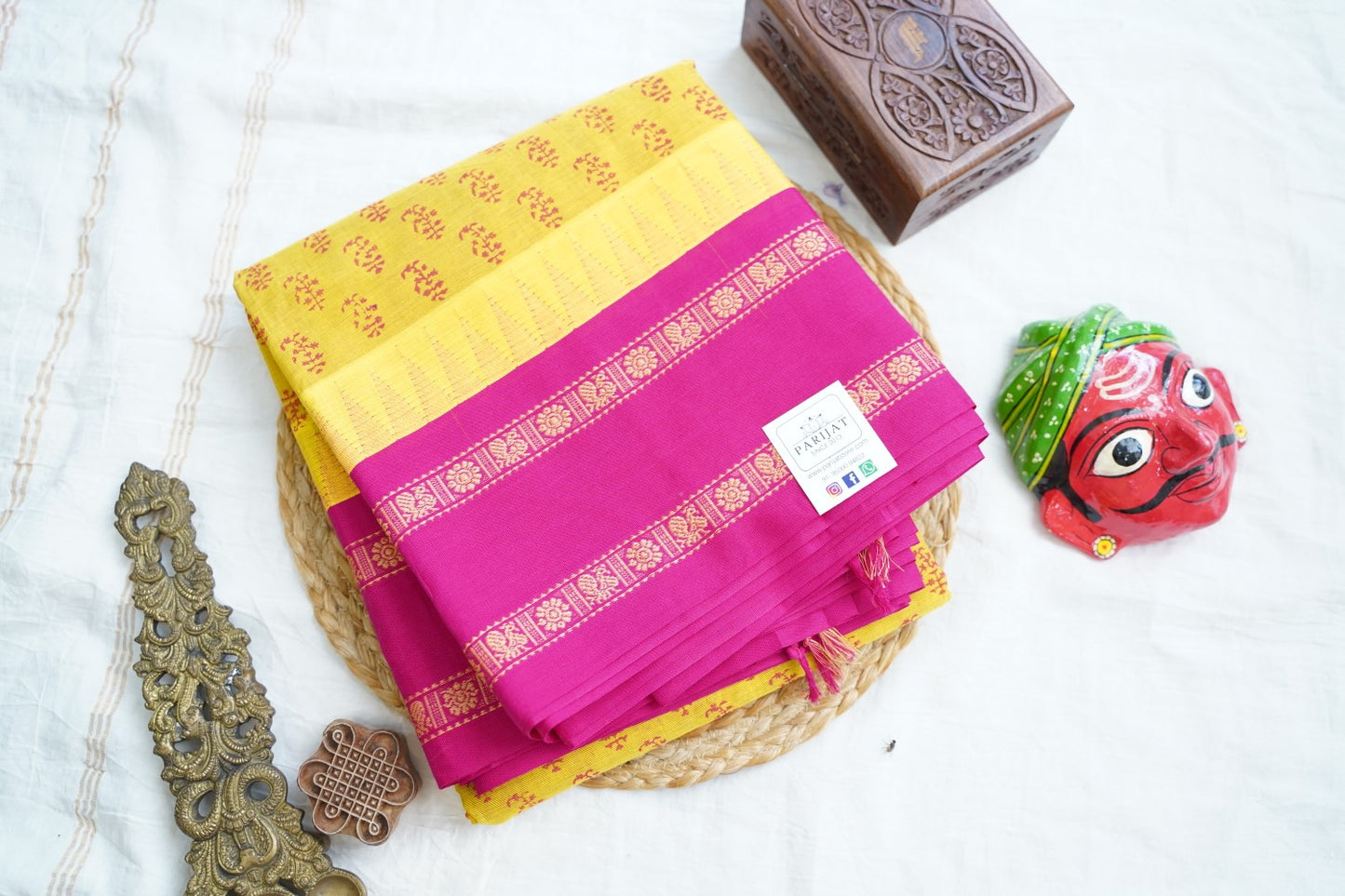 Block Printed Chettinad Cotton Saree PC17528