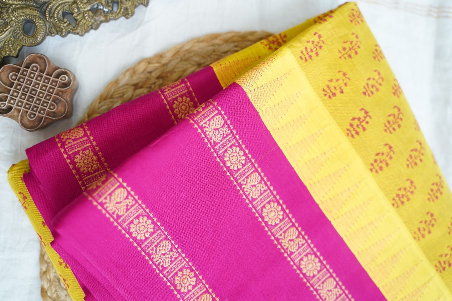 Block Printed Chettinad Cotton Saree PC17528