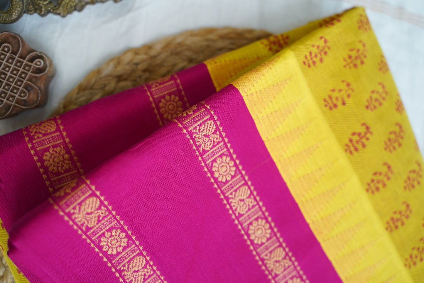 Block Printed Chettinad Cotton Saree PC17528