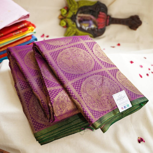 Purple Pure 4gm Gold  Kanchi Silk Saree PC10605