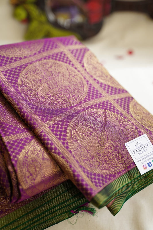 Purple Pure 4gm Gold  Kanchi Silk Saree PC10605