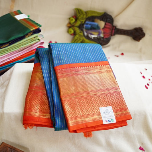 Anandha  Blue Pure Gold Buttas Kanchi Silk Saree PC11331