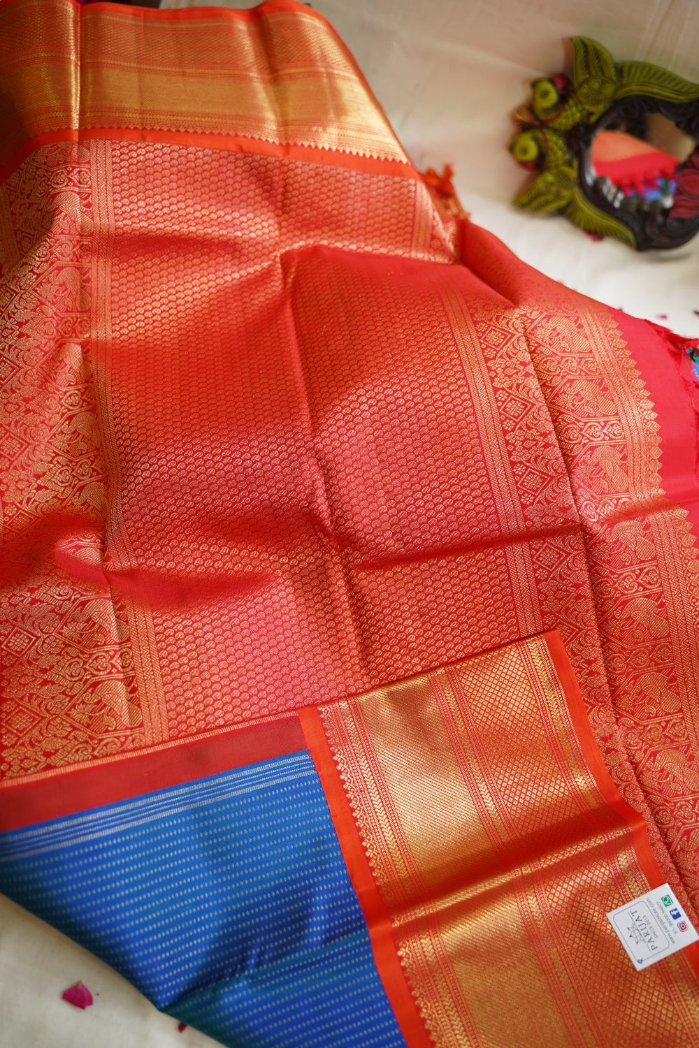 Anandha  Blue Pure Gold Buttas Kanchi Silk Saree PC11331