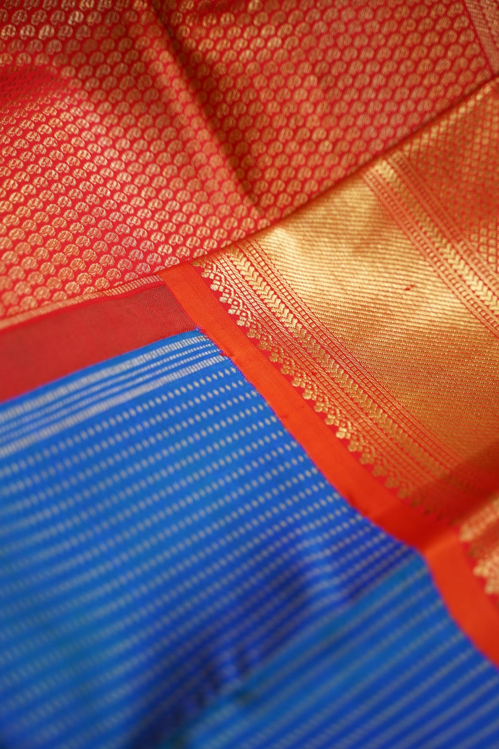 Anandha  Blue Pure Gold Buttas Kanchi Silk Saree PC11331