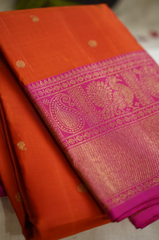 Orange  Pure Kanchi Silk Saree PC10709