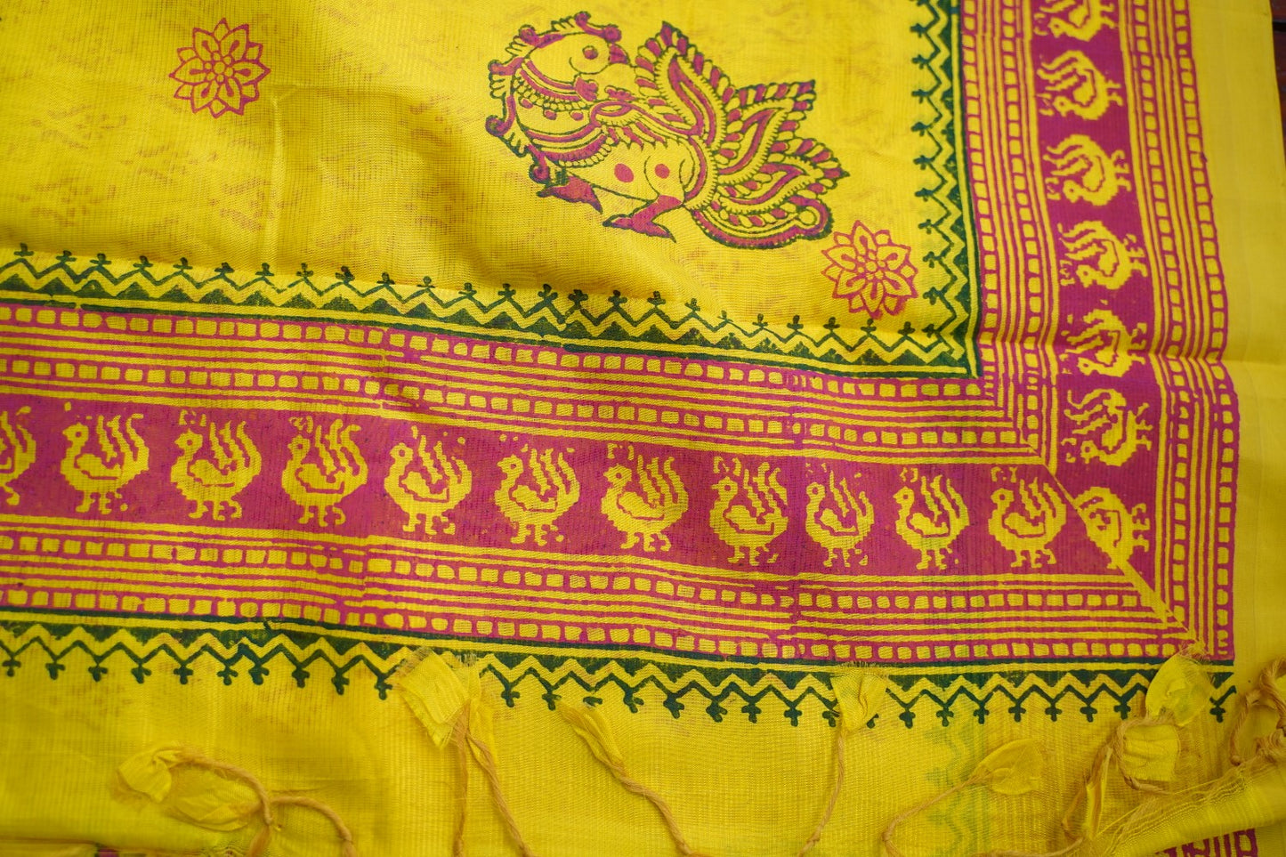 Block Printed Handloom Cotton Saree PC17535
