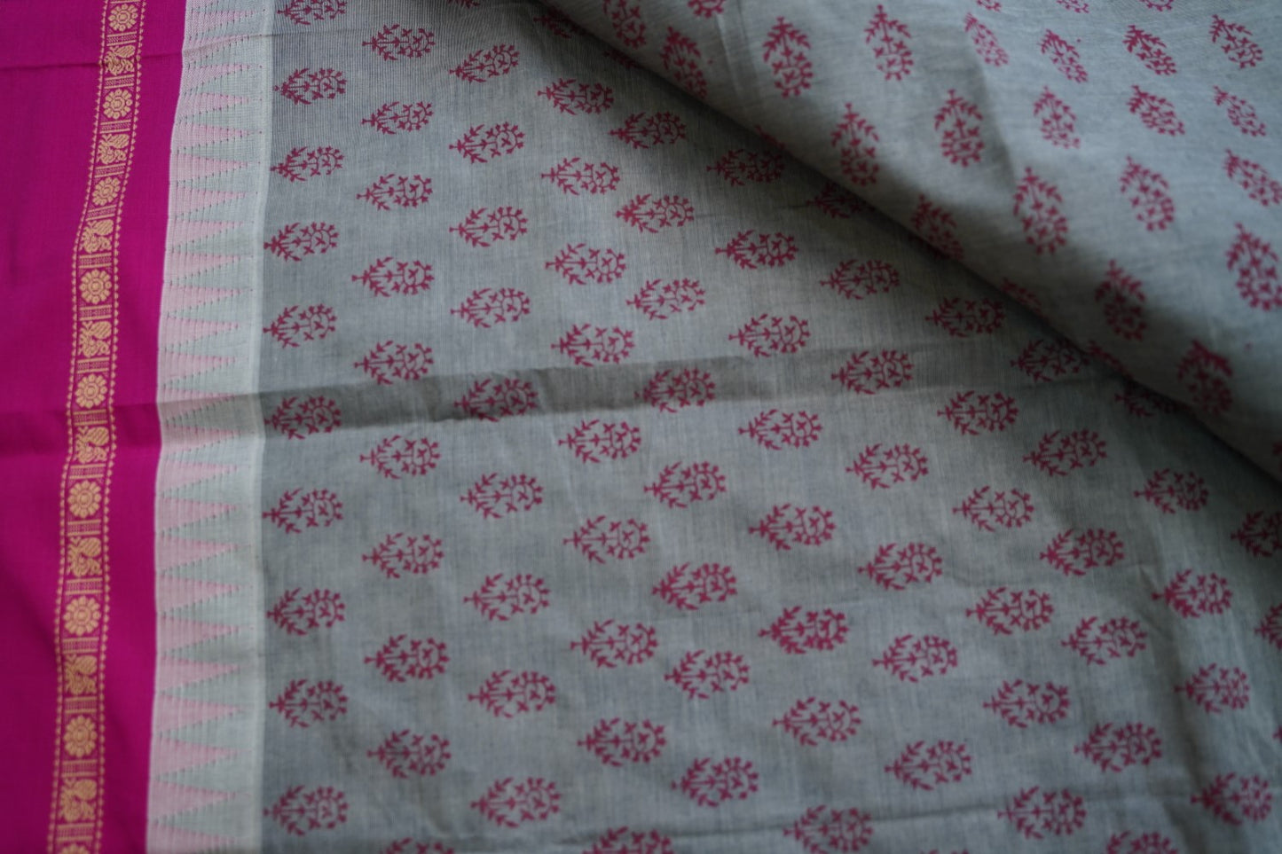 Block Printed Chettinad Cotton Saree PC17529