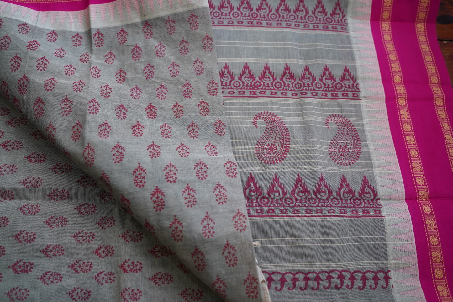 Block Printed Chettinad Cotton Saree PC17529