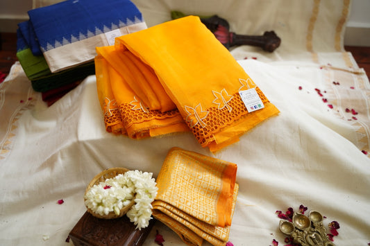 Orange Soft Organza Silk Saree with Banarasi Brocade blouse PC2113