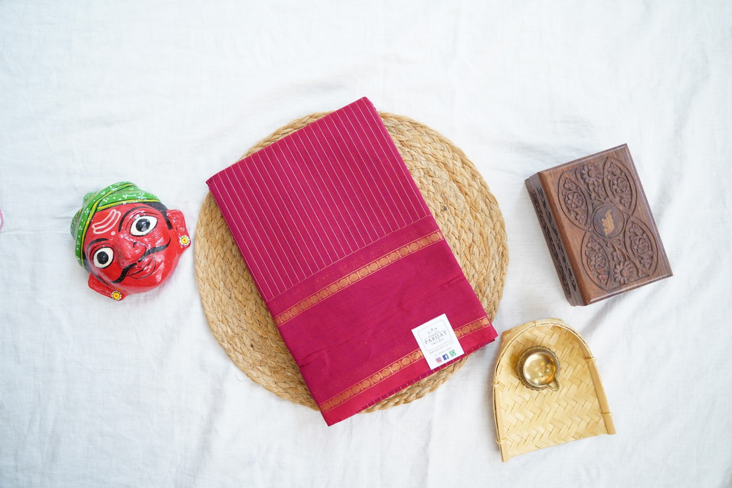 Chettinad handloom Cotton Saree [magenta colour] pc16586