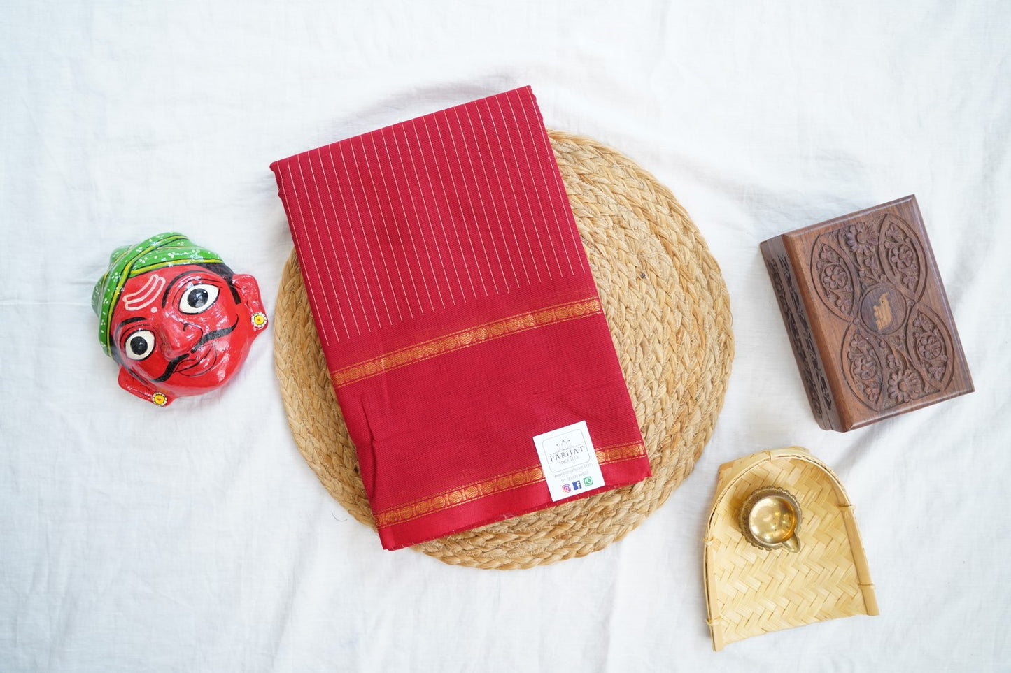 Chettinad handloom Cotton Saree [red colour] pc16587