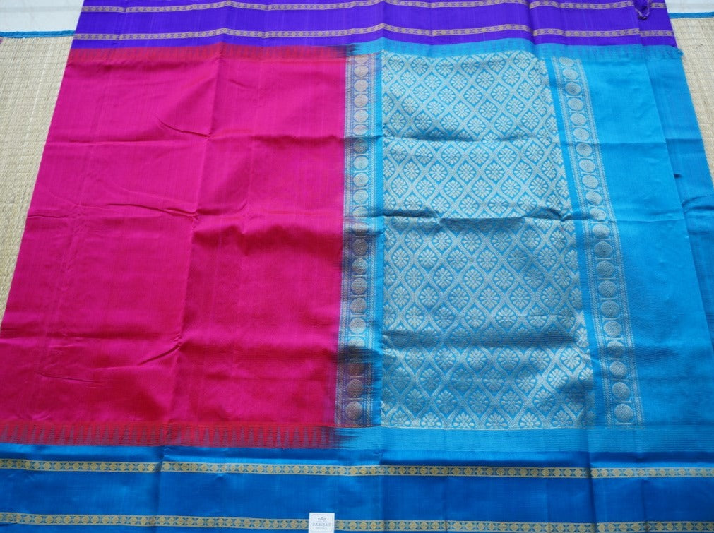 Pink Korvai with ganga jamuna Border Kanchi Handloom Silk Cotton Saree PC5851 freeshipping - Parijat Collections