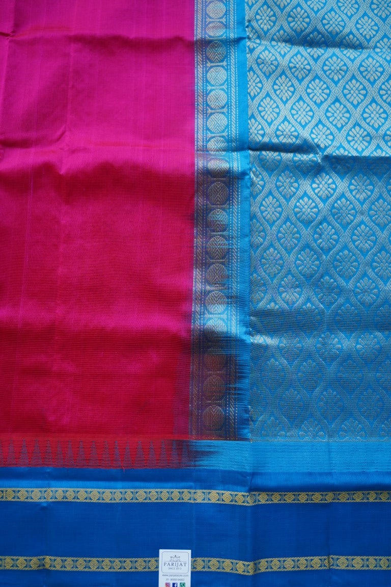 Pink Korvai with ganga jamuna Border Kanchi Handloom Silk Cotton Saree PC5851 freeshipping - Parijat Collections