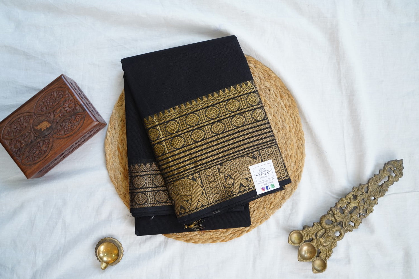 Chettinad handloom Cotton Saree[ black]  PC16600