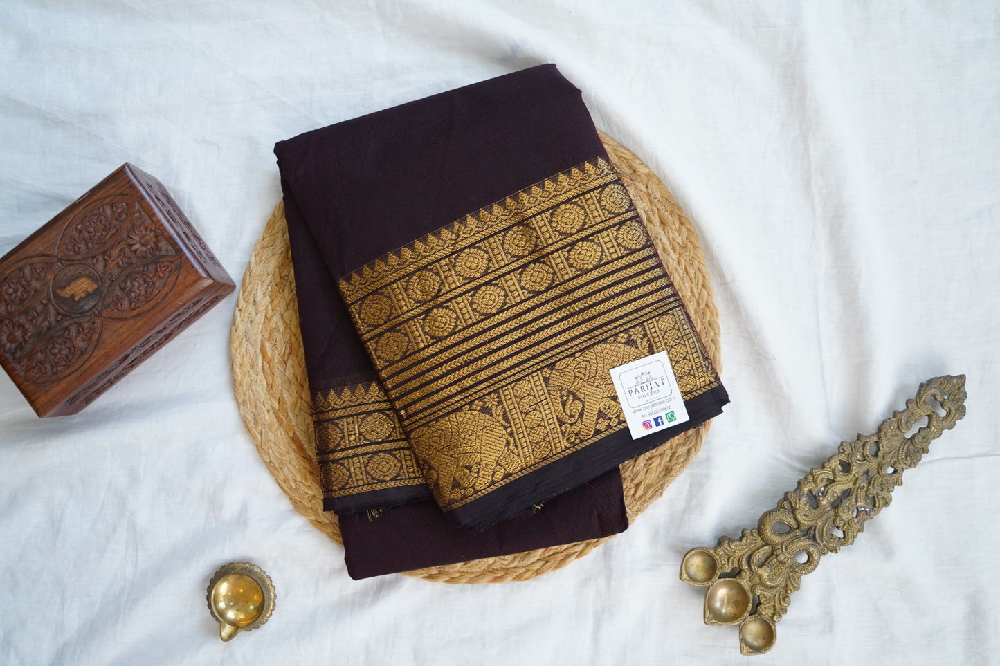 Chettinad handloom Cotton Saree [brown] PC16601