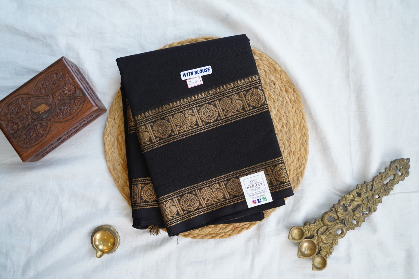 Chettinad handloom Cotton Saree[ black] PC16598