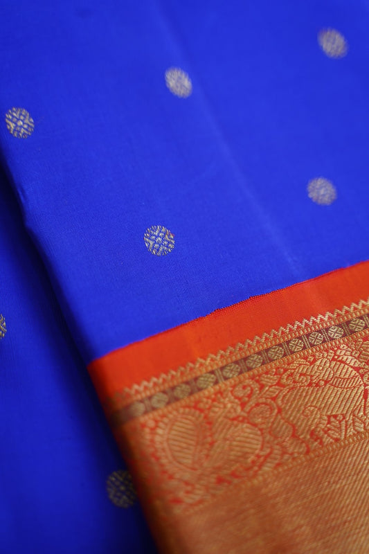 MS Blue Pure 4gm gold Korvai Kanchi Silk Saree PC10760