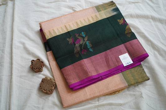 Purple Kolam Gold butta Pure Kanchi Silk Saree PC10137