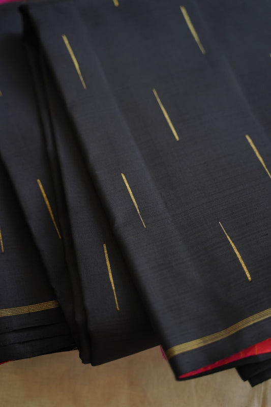 Mid Night Black Pure Kanchi Silk Saree PC10359