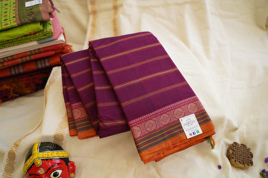 Jamun Purple  Veldhari Kanchi handloom Cotton saree with Thread border PC11294