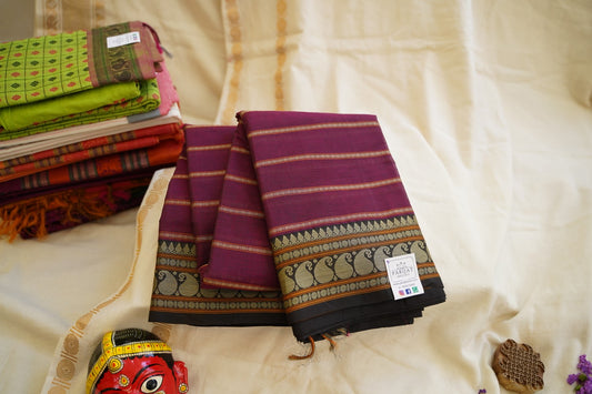 Purple Veldhari Kanchi handloom Cotton saree with Thread border PC11290