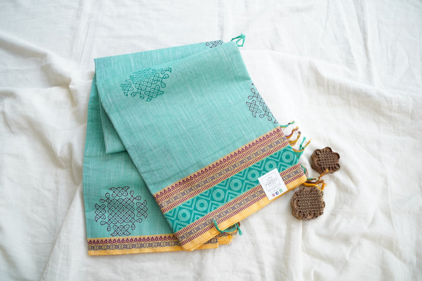 Block Printed Chettinad Cotton Saree PC15425