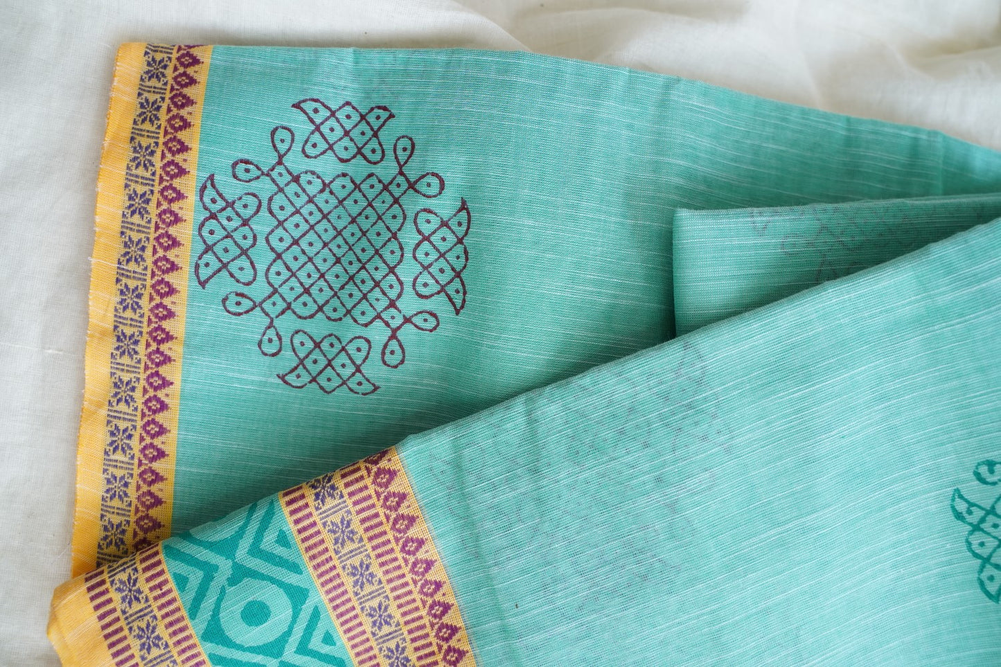 Block Printed Chettinad Cotton Saree PC15425