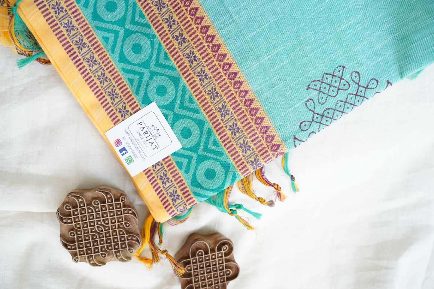 Block Printed Chettinad Cotton Saree PC15425