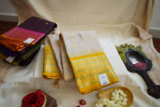 Cream Color Gadwal Silk Saree PC11609