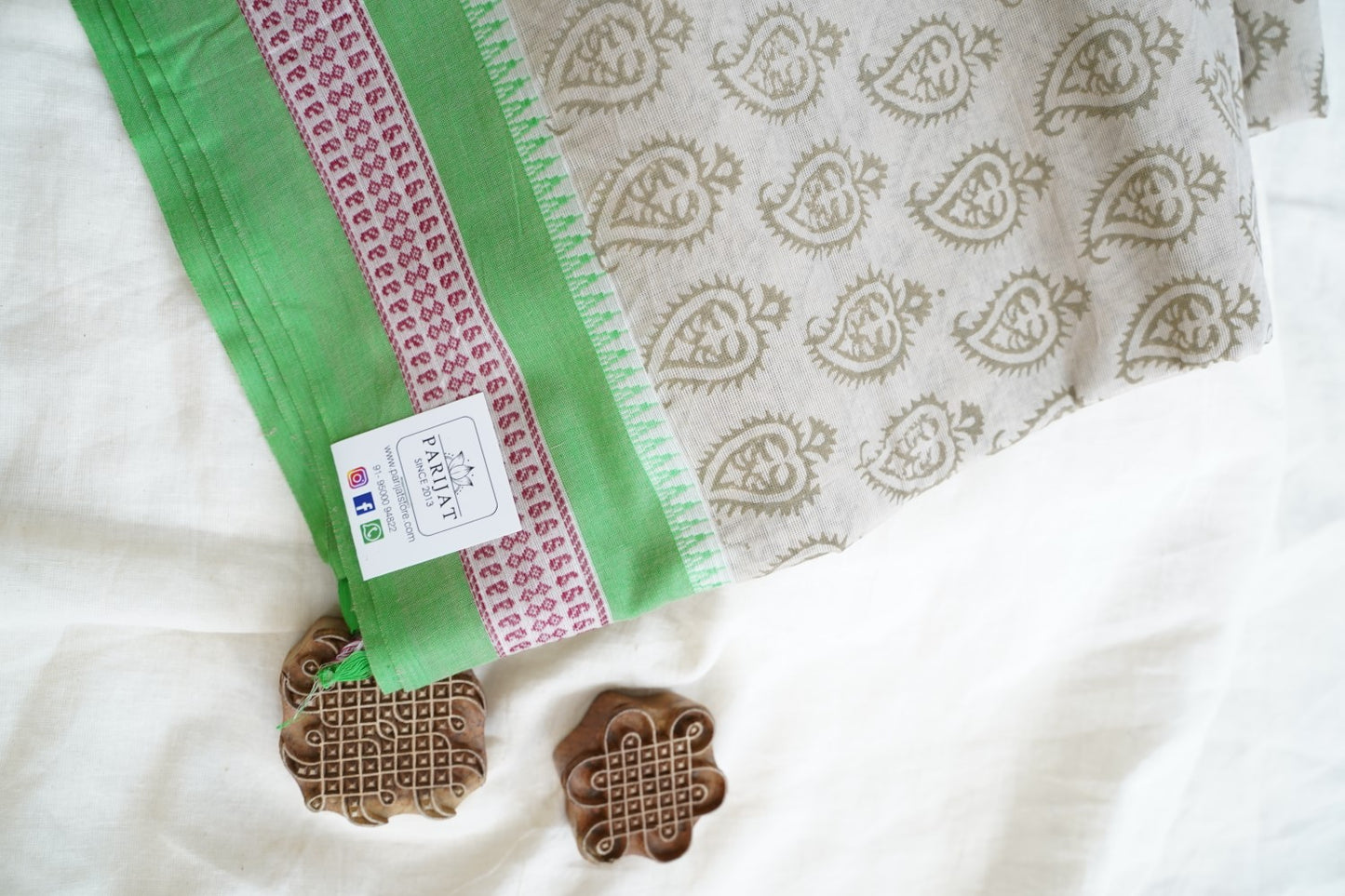 Block Printed Chettinad Cotton Saree PC15427