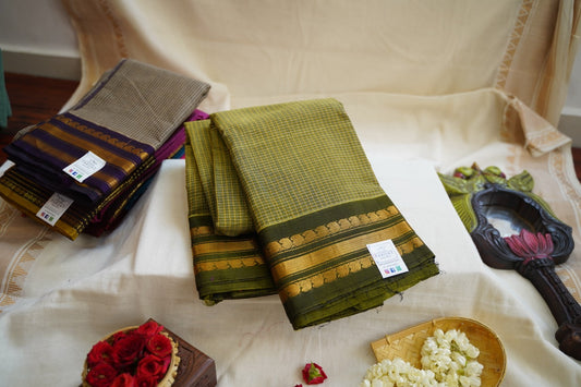 Gadwal handloom Cotton Saree Jari Silk border PC8849