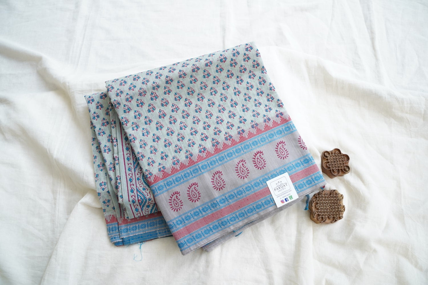 Block Printed Chettinad Cotton Saree PC15437