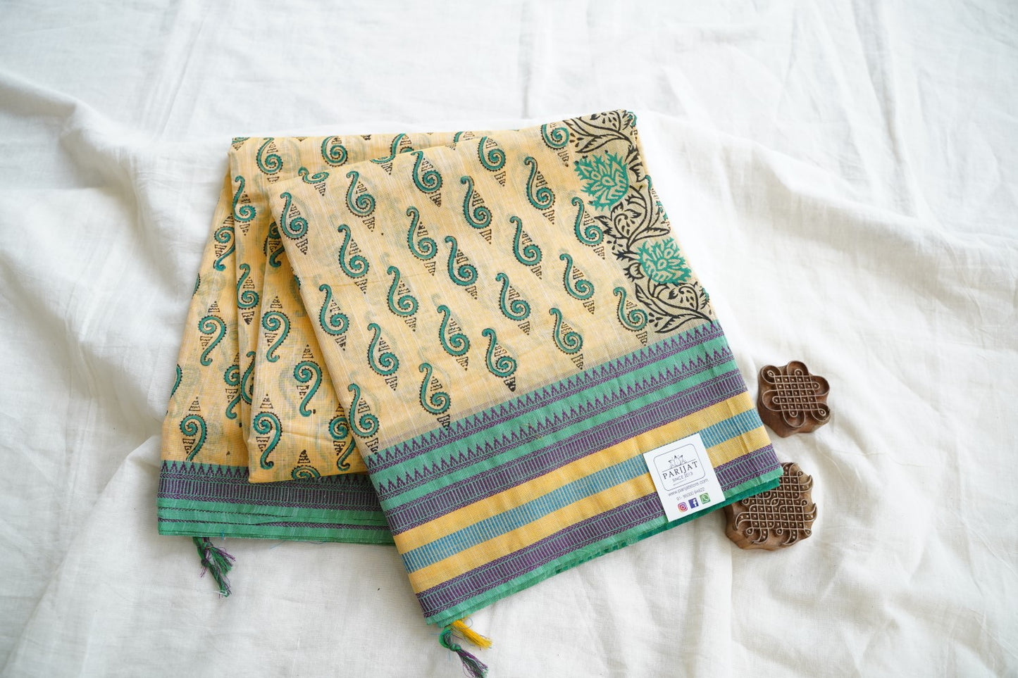 Block Printed Chettinad Cotton Saree PC15435