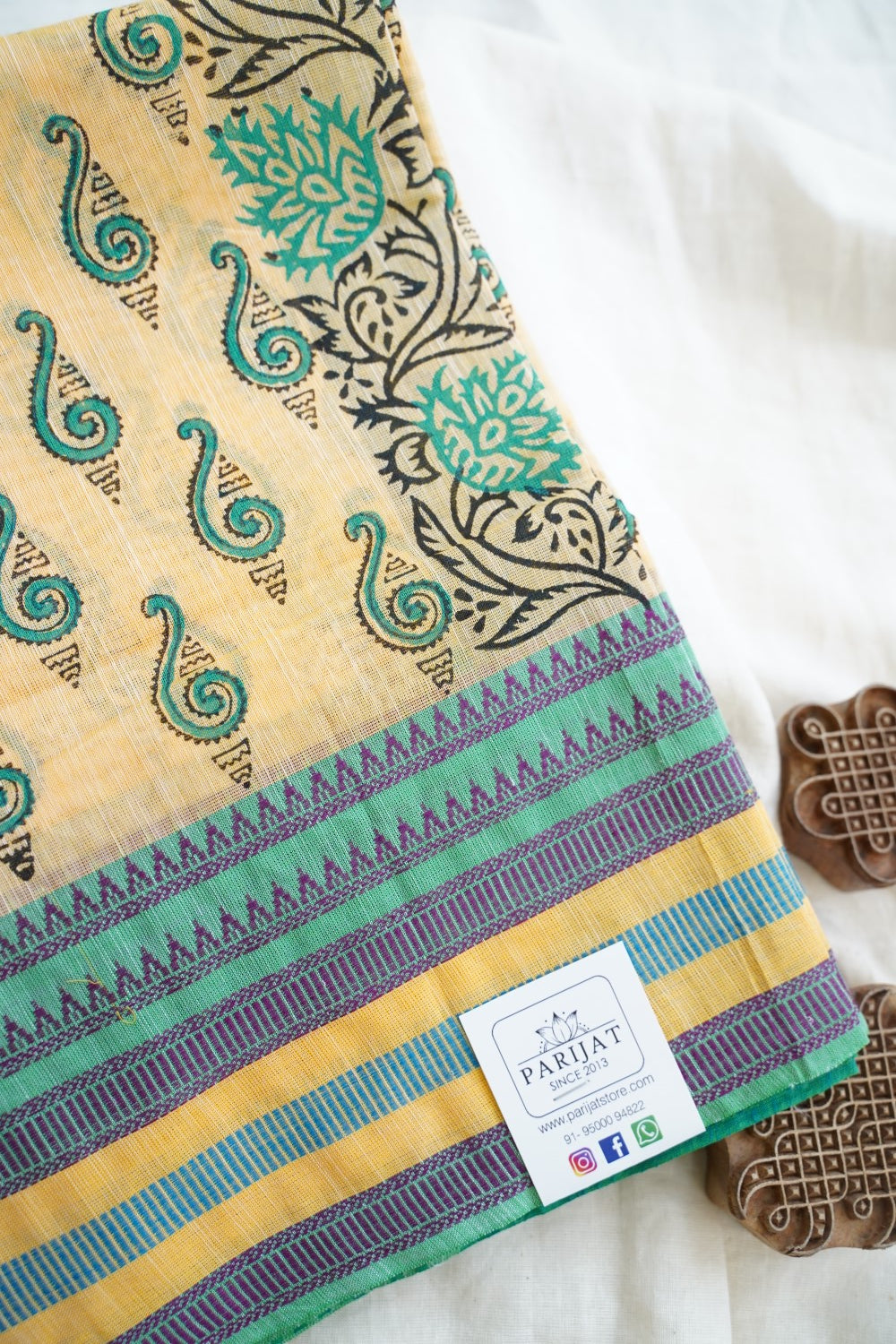 Block Printed Chettinad Cotton Saree PC15435