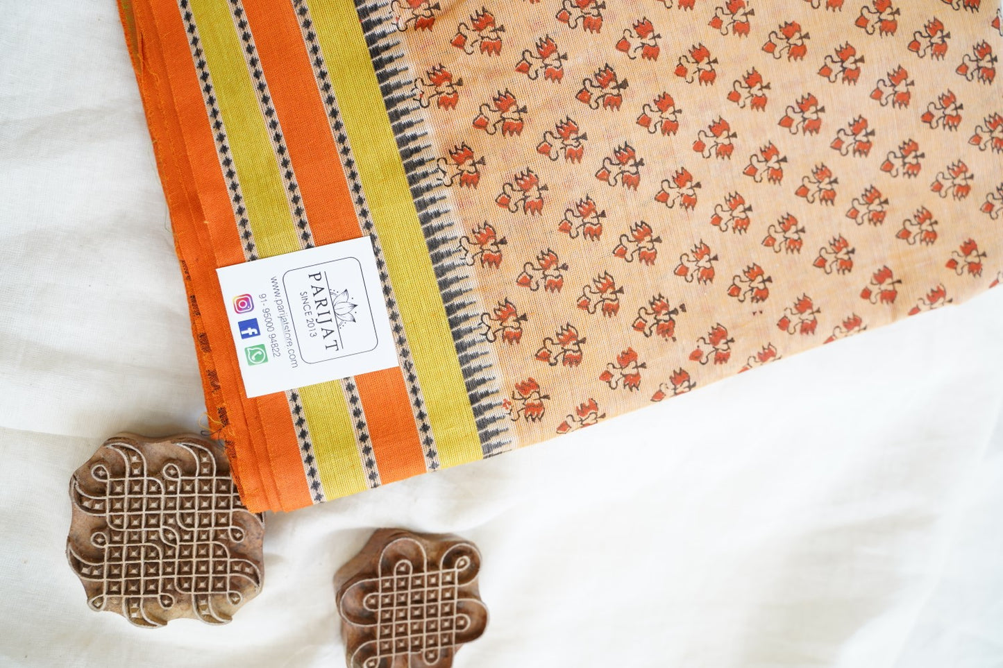 Block Printed Chettinad Cotton Saree PC15434