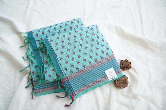 Block Printed Chettinad Cotton Saree PC15433