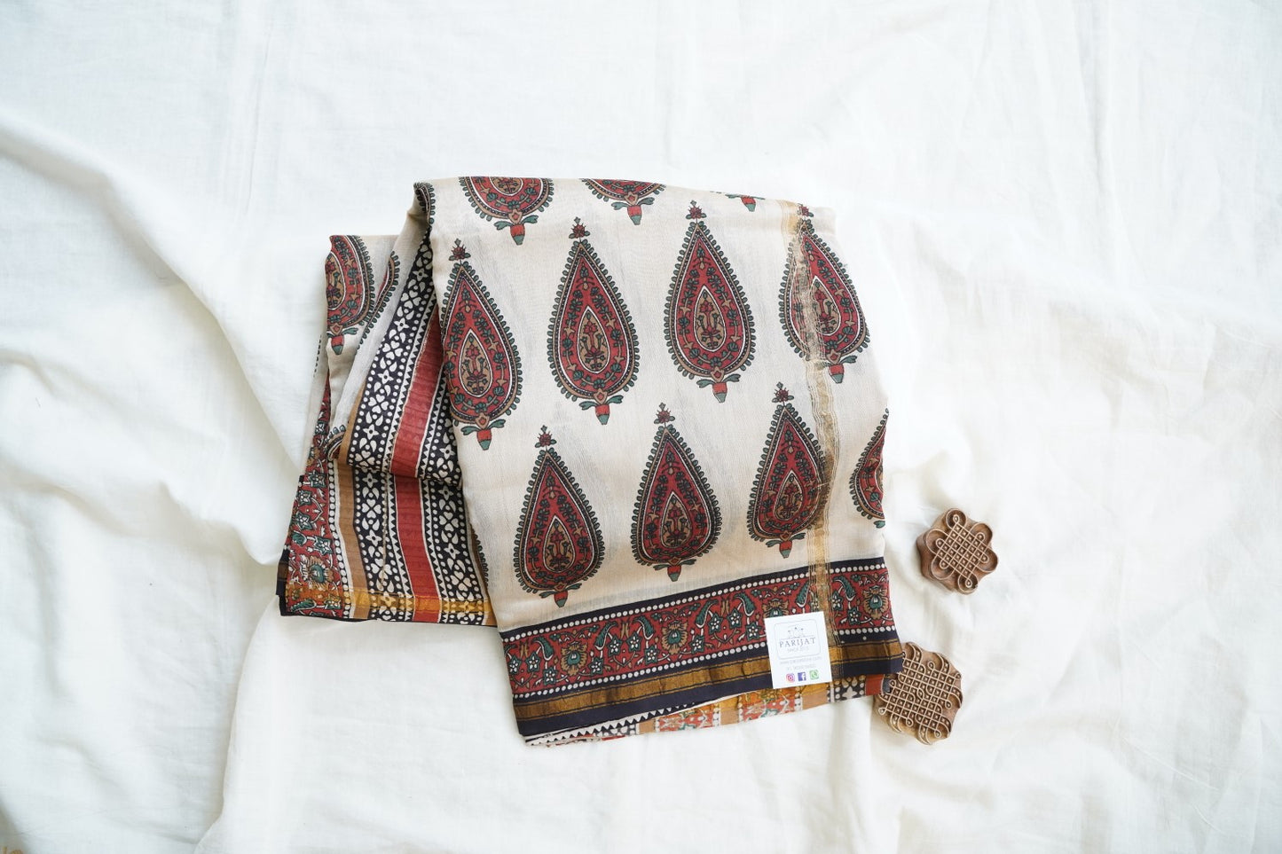 Block Printed Chanderi Saree PC15492