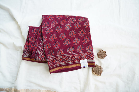 Block Printed Chanderi Saree PC15489