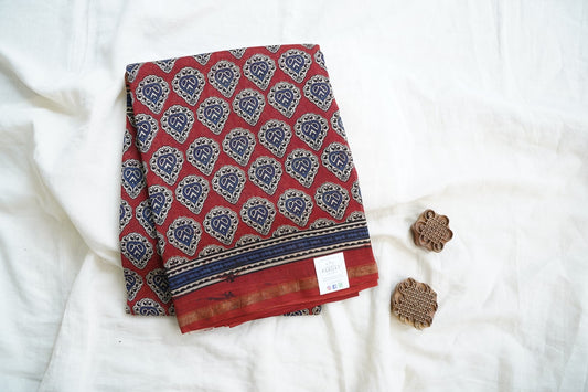 Block Printed Chanderi Saree PC15486