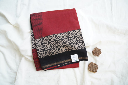 Block Printed Chanderi Saree PC15496