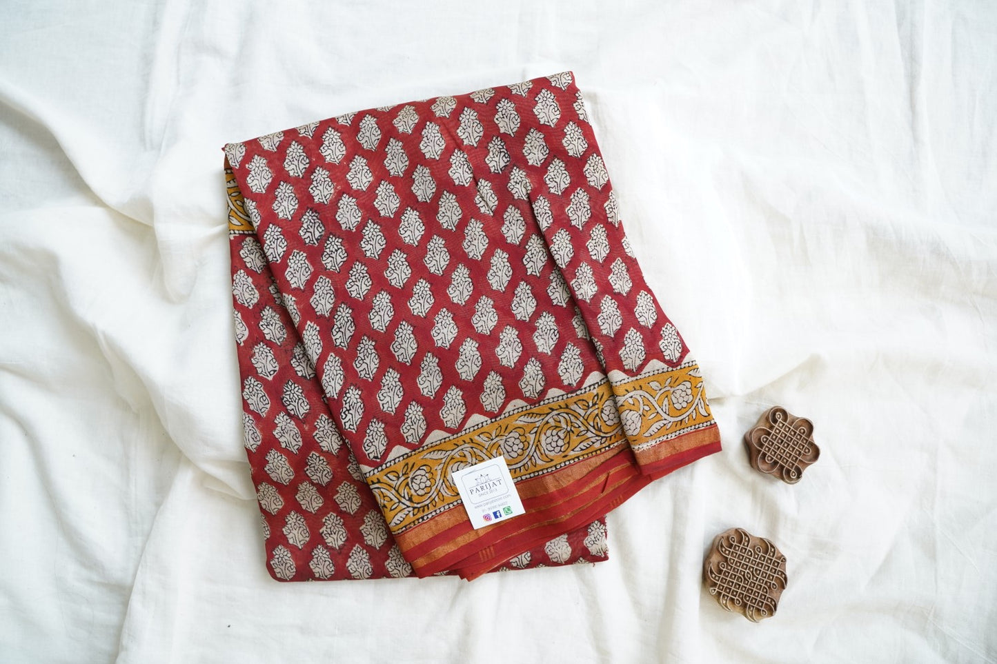 Block Printed Chanderi Saree PC15483