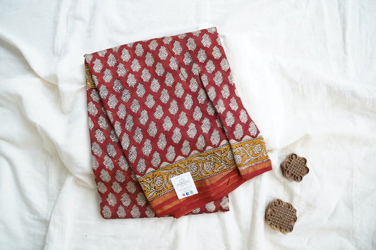 Block Printed Chanderi Saree PC15483