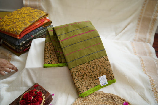Chettinad handloom Cotton Saree With Thread  Border PC9632