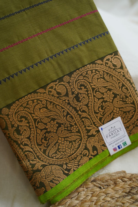 Chettinad handloom Cotton Saree With Thread  Border PC9632