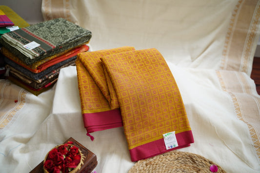 Yellow 1000 Butta Chettinad handloom Cotton  PC11489