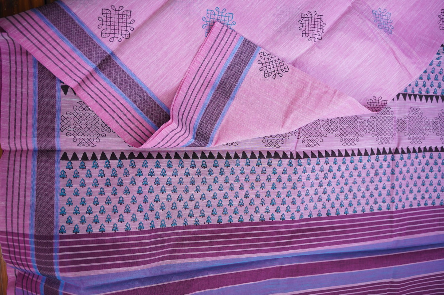 Block Printed Chettinad Cotton Saree PC15423