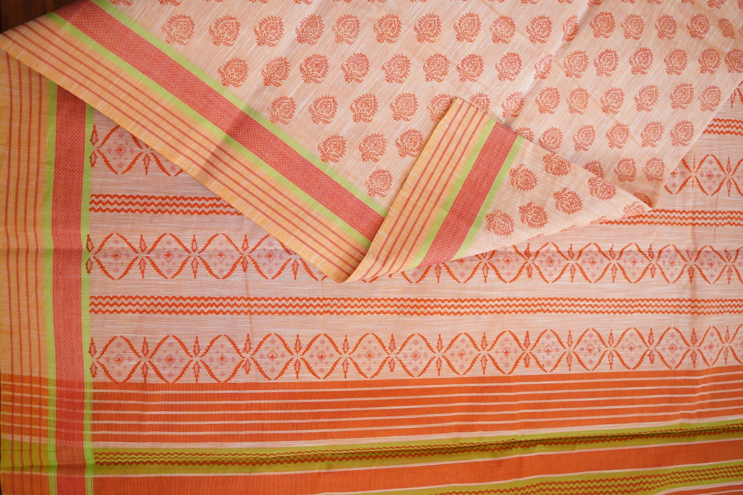 Block Printed Chettinad Cotton Saree PC15426
